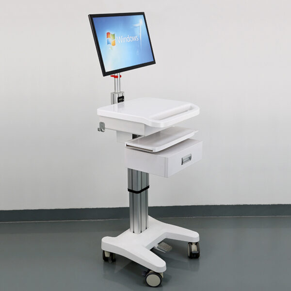 CRF Height-Adjustable Medical-Office Cart with Integrated CPU & Drawer (Model CA18Z160) - Image 4