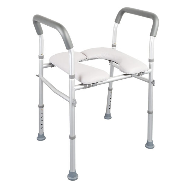Custom Commode Chair - Detachable Cushioned Toilet Aid with Stabilizing Clamps & Handrails - Image 4