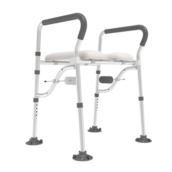 Custom Commode Chair - Detachable Cushioned Toilet Aid with Stabilizing Clamps & Handrails - Image 5